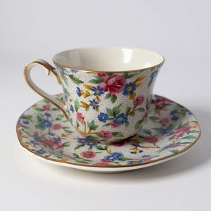 Royal Winton Grimwades Old Cottage Chintz Floral Cup & Saucer England